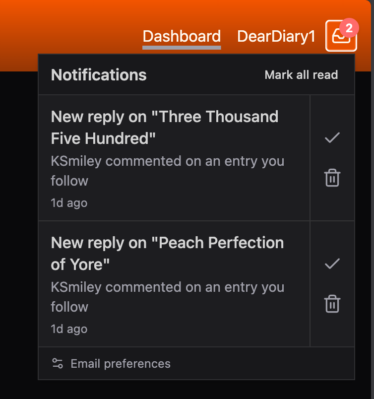 Notification inbox