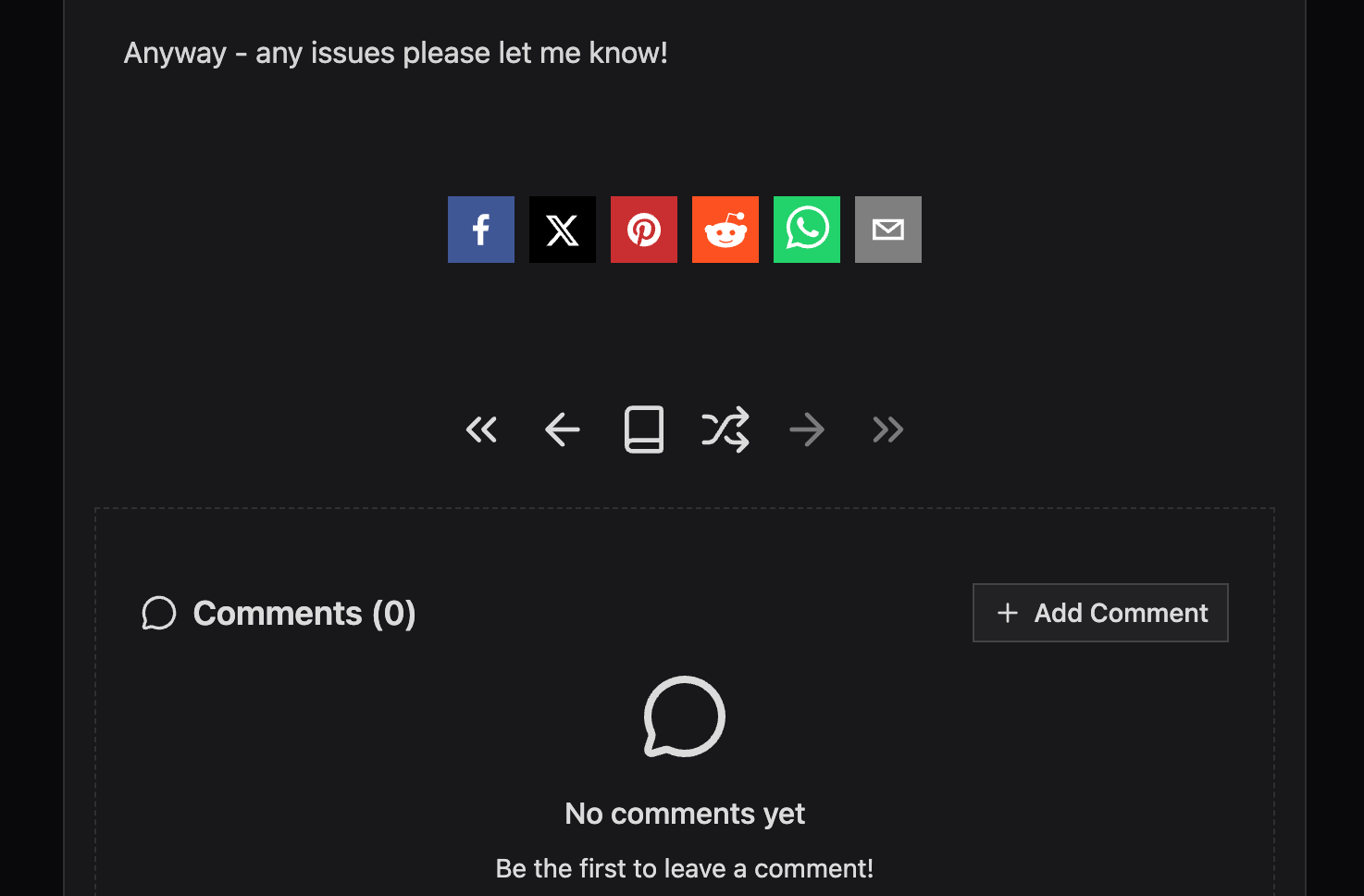 Social share buttons at the bottom of an entry
