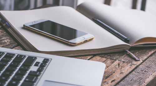A Notebook and Mobile Phone